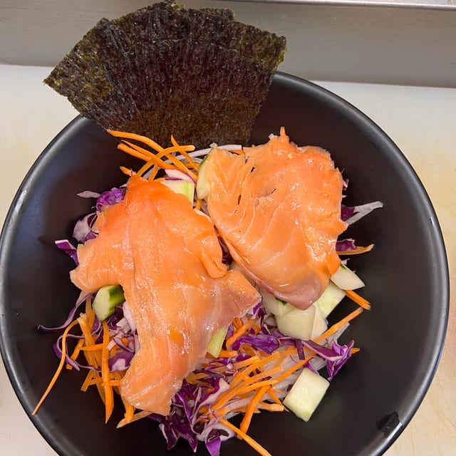Smoked Salmon Sushi Rice Bowl.