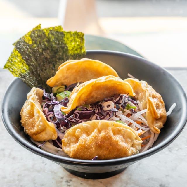 Chicken Potsticker Sushi Rice Bowl.
